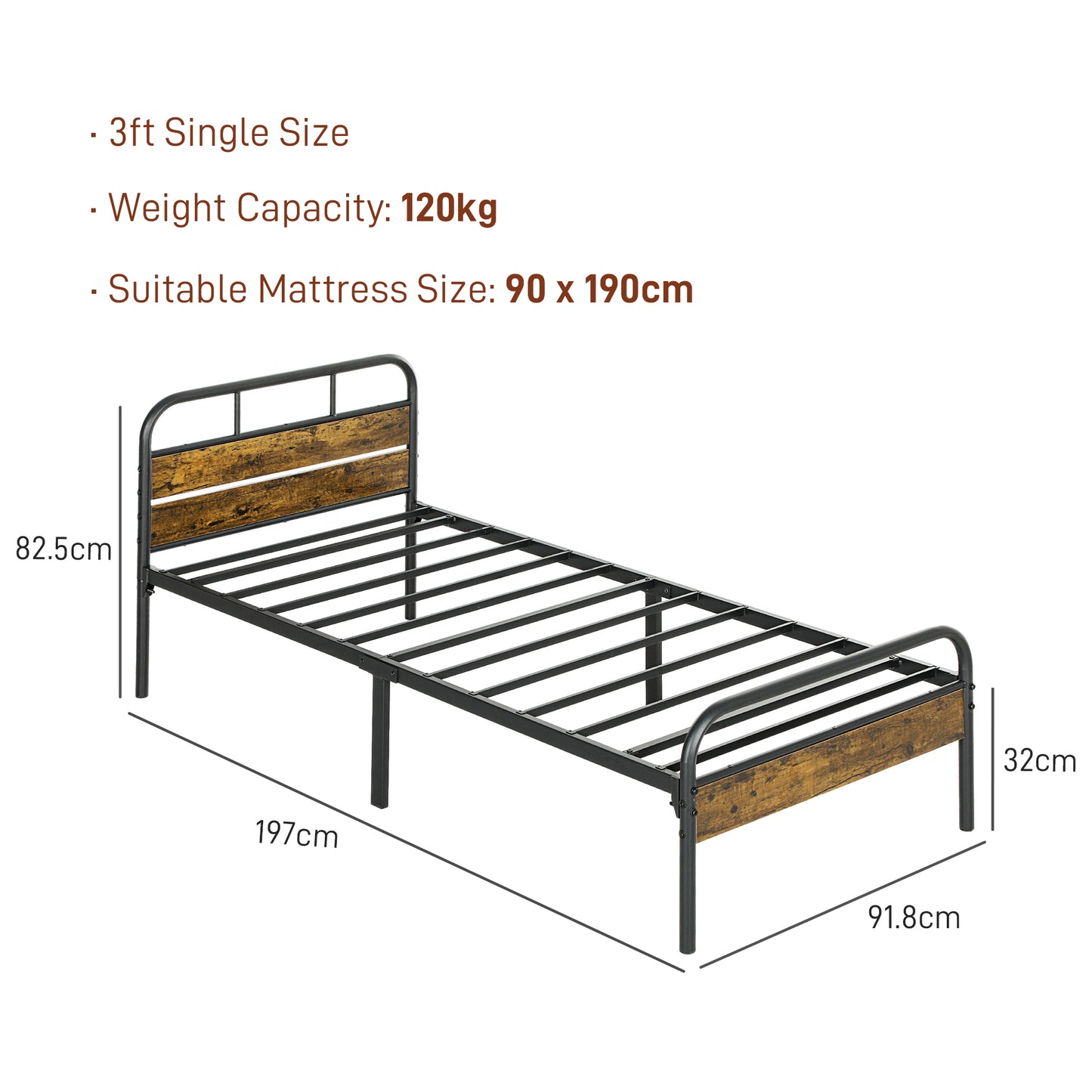 Bed Frame with Headboard, Platform Bed Frame with Underbed Storage