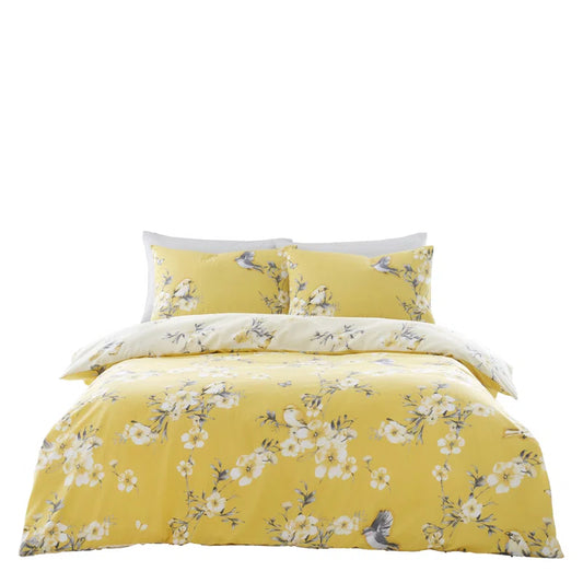 Birdie Cotton Blend Floral Duvet Cover Set with Pillowcases
