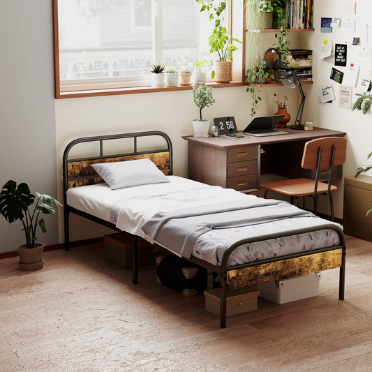 Bed Frame with Headboard, Platform Bed Frame with Underbed Storage